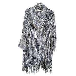 M/L Altar’d State Fuzzy Gray Hues Soft Relaxed Fit Cowl Neck Poncho